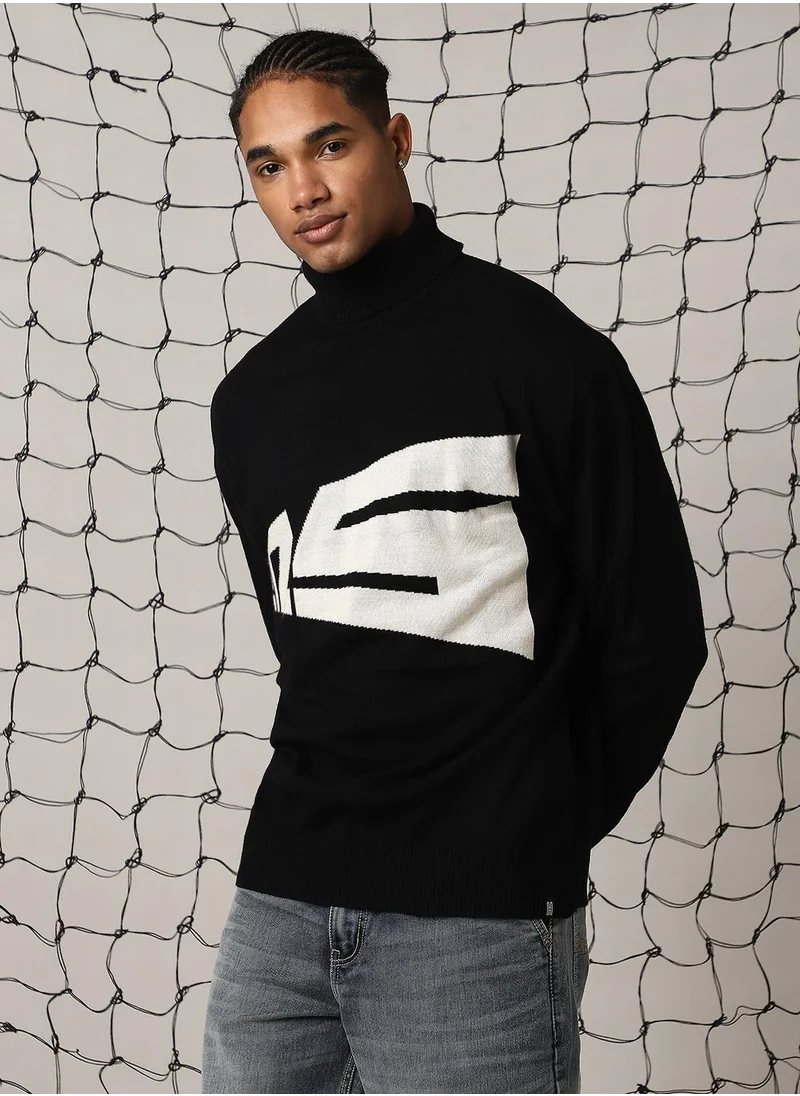 Hubberholme Men's Multicoloured 100% Acrylic Solid Oversized Sweater