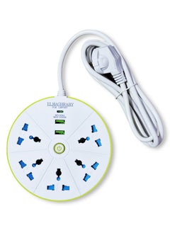 Generic Circular Electric Power strip - 2000 watt, 10 A / 220-250V , with 5 Outlet , 1.5M cable , 2 Port USB and 1 port type-c for Laptop, PC, MacBook , Home and Office Electrical appliances and Mobile charger  - Image 2