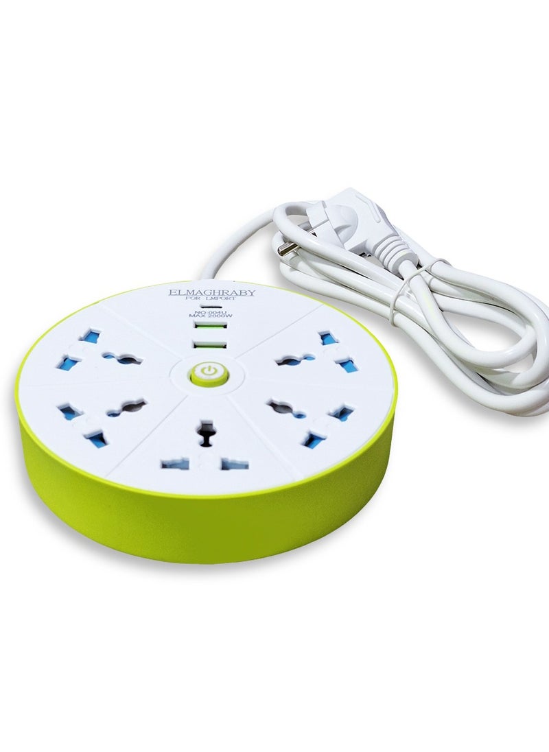 Generic Circular Electric Power strip - 2000 watt, 10 A / 220-250V , with 5 Outlet , 1.5M cable , 2 Port USB and 1 port type-c for Laptop, PC, MacBook , Home and Office Electrical appliances and Mobile charger  - Image 4