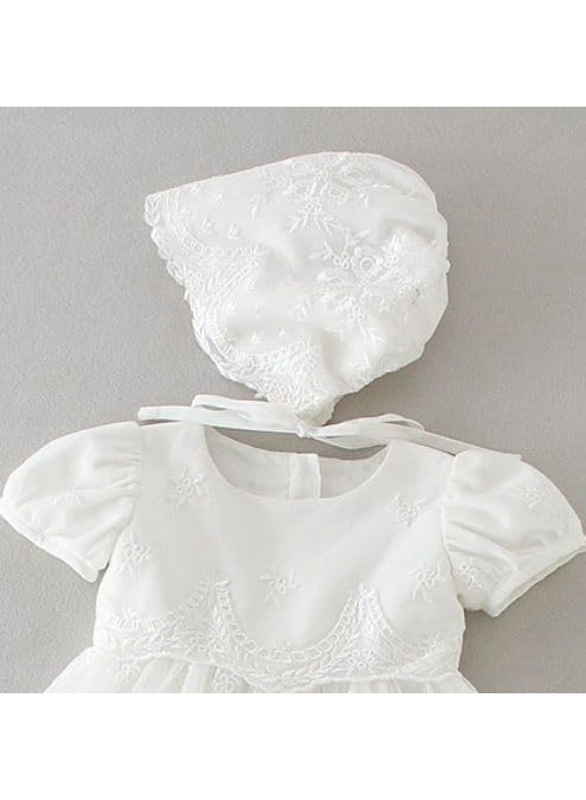 Bow Dream Baby Girls Christening Baptism Dress Formal Party Special Occasion Dresses for Toddler, 4 Pcs Off White B, 0-3 Months - Image 3