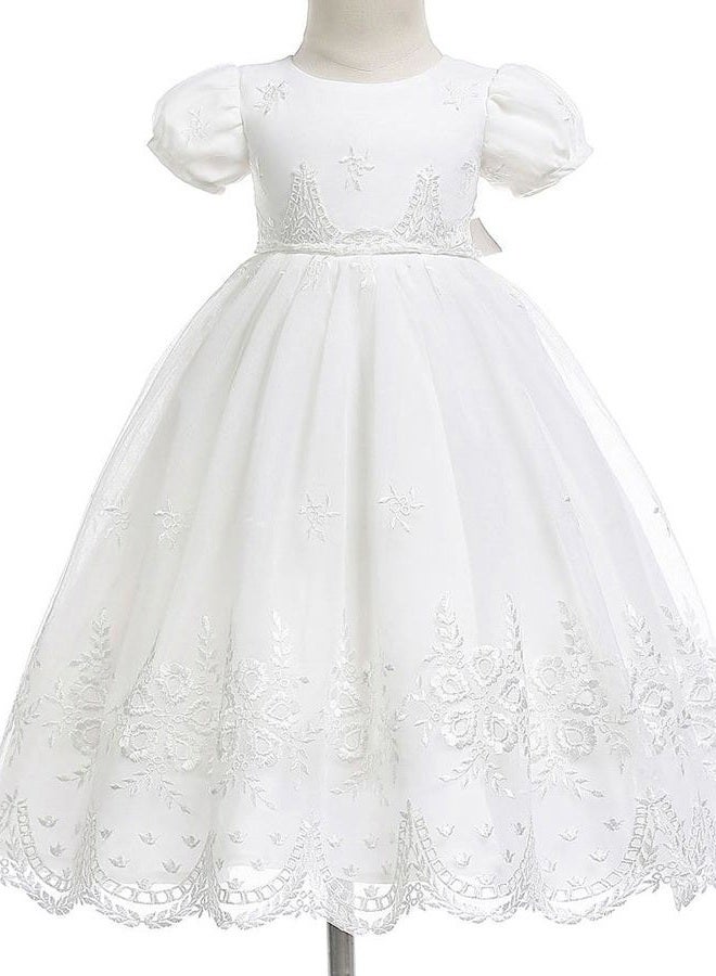 Bow Dream Baby Girls Christening Baptism Dress Formal Party Special Occasion Dresses for Toddler, 4 Pcs Off White B, 0-3 Months - Image 2
