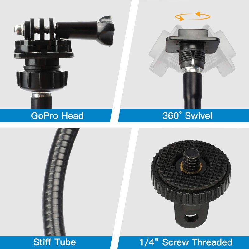 Pipishell 25 Inch Webcam Stand, Flexible Desk Mount Clamp Gooseneck Stand for Logitech Webcam C960 C930e C930 C920 C920S C922x C922 Brio 4K C925e C615 and Other Devices with 1/4" Thread-PIWS01 - Image 5