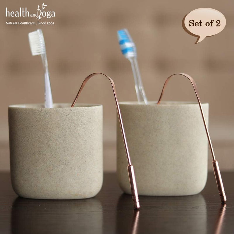 HealthAndYoga® qSwipe Copper Tongue Cleaner (Set of 2) - Premium Design- Flexible & Smooth, Thick Handles for Firm Grip - Oral Hygiene Tool - Removes Bad breath & Plaque, Improves taste- Men & Women - Image 5