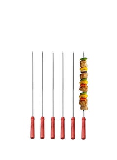 MARKQ BBQ Skewers 60 cm Stainless Steel Kebab Skewer with Wooden Handle for Roasting Barbecue Grilling Camping Bonfire  - Image 1
