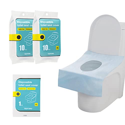 TRIPTIPS Toilet Seat Covers Disposable Travel Pack 20 count｜Faster use-Sticker free｜Waterproof｜XL Disposable Toilet Seat Cover for Adults and Kids, Individually for Public Restroom/Airplane - Image 1