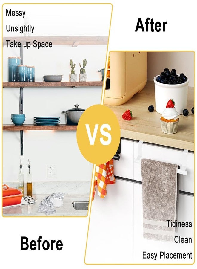 DIBALIYI Cabinet Door Towel Bar, Dish Towel Rack for Cabinet, Stainless Steel Kitchen Towel Holder, Over The Door Hand Towel Hanger for Kitchen Bathroom Cupboard, 2 Pack (2*Small White) - Image 4