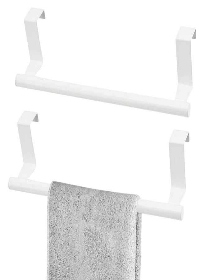 DIBALIYI Cabinet Door Towel Bar, Dish Towel Rack for Cabinet, Stainless Steel Kitchen Towel Holder, Over The Door Hand Towel Hanger for Kitchen Bathroom Cupboard, 2 Pack (2*Small White) - Image 1