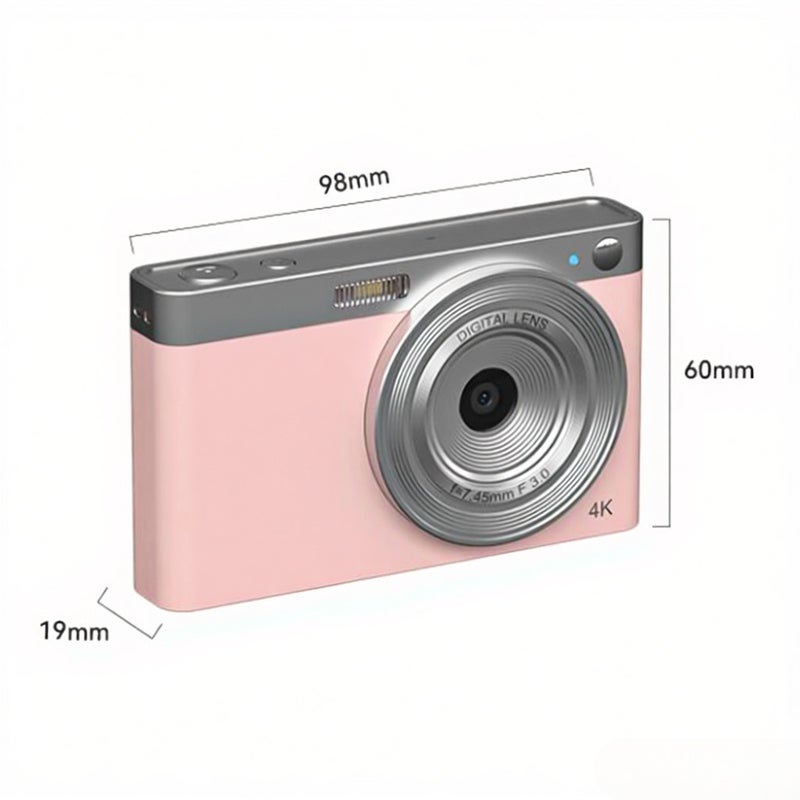 Compact 4K Digital Camera Video Camcorder 50MP 2.88Inch IPS Screen Auto Focus 16X Zoom Anti-shake Face Detact Smile Capture Built-in Flash with 2pcs Batteries 32GB TF Card Carry Bag Wrist Strap for Kids Teens - Image 3