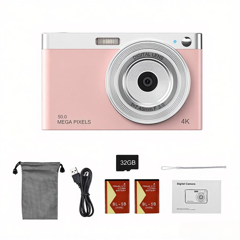 Compact 4K Digital Camera Video Camcorder 50MP 2.88Inch IPS Screen Auto Focus 16X Zoom Anti-shake Face Detact Smile Capture Built-in Flash with 2pcs Batteries 32GB TF Card Carry Bag Wrist Strap for Kids Teens - Image 4