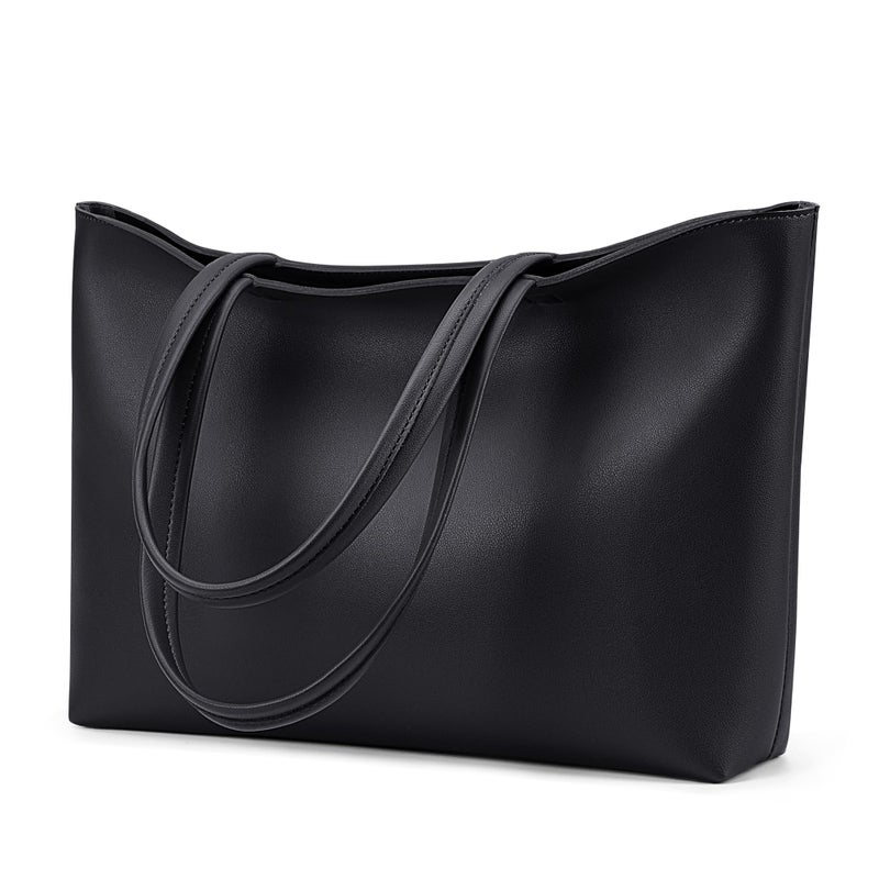 KALIDI FANCY FOREST KALIDI Tote Bag Zipper Shoulder Bag Faux Leather Purses for Women Large Casual Handbag Work Dating College, Black - Image 1