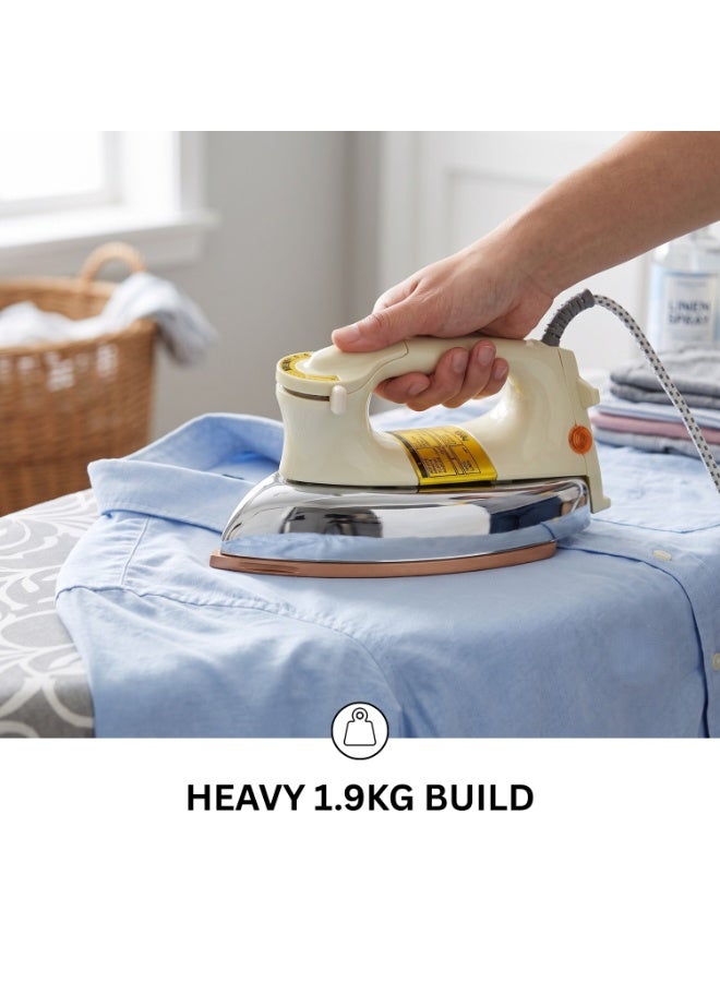  حىجيقس HEJIX Dry Iron 1000W, Heavy Weight 1.9kg Clothes Iron with Non-Stick Soleplate, Adjustable Temperature Control, Automatic Thermostat Cut-Off, Fabric Iron for Home Use - Image 3