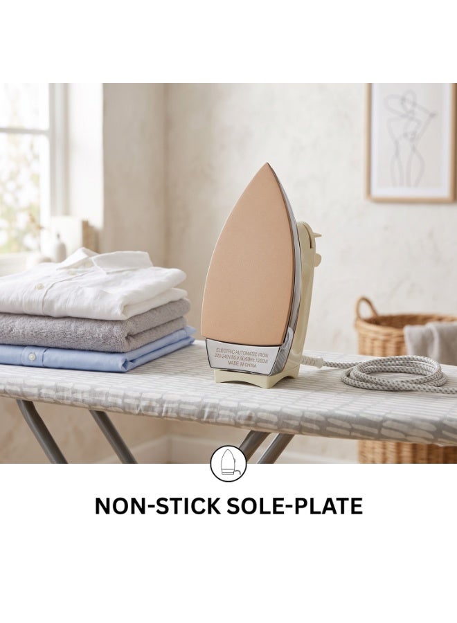  حىجيقس HEJIX Dry Iron 1000W, Heavy Weight 1.9kg Clothes Iron with Non-Stick Soleplate, Adjustable Temperature Control, Automatic Thermostat Cut-Off, Fabric Iron for Home Use - Image 4