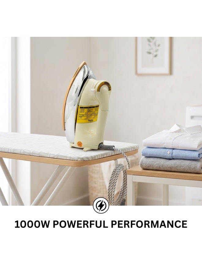  حىجيقس HEJIX Dry Iron 1000W, Heavy Weight 1.9kg Clothes Iron with Non-Stick Soleplate, Adjustable Temperature Control, Automatic Thermostat Cut-Off, Fabric Iron for Home Use - Image 2