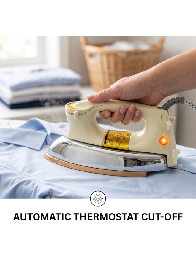 حىجيقس HEJIX Dry Iron 1000W, Heavy Weight 1.9kg Clothes Iron with Non-Stick Soleplate, Adjustable Temperature Control, Automatic Thermostat Cut-Off, Fabric Iron for Home Use - Image 5