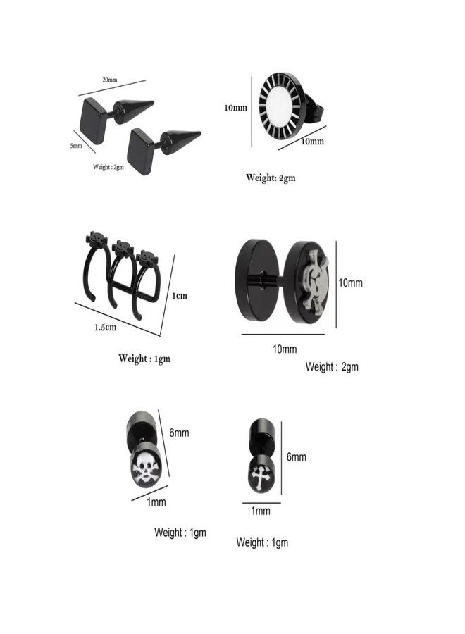 STRIPES® essentials Dumbbell Black Stud Earring For Women and Girls, Metal Stainless Steel, Alloy Stud Earring For Men and Boys (Any 2 Pairs) - Image 5