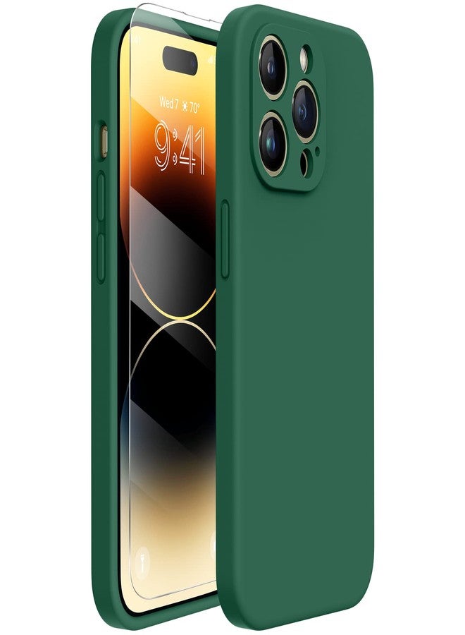 Miracase Designed for iPhone 14 Pro Case with Screen Protector, [Upgraded Camera Protection], Shockproof Liquid Silicone Rubber Phone Case Cover for 14 Pro 6.1 inch (Alpine Green) - Image 1