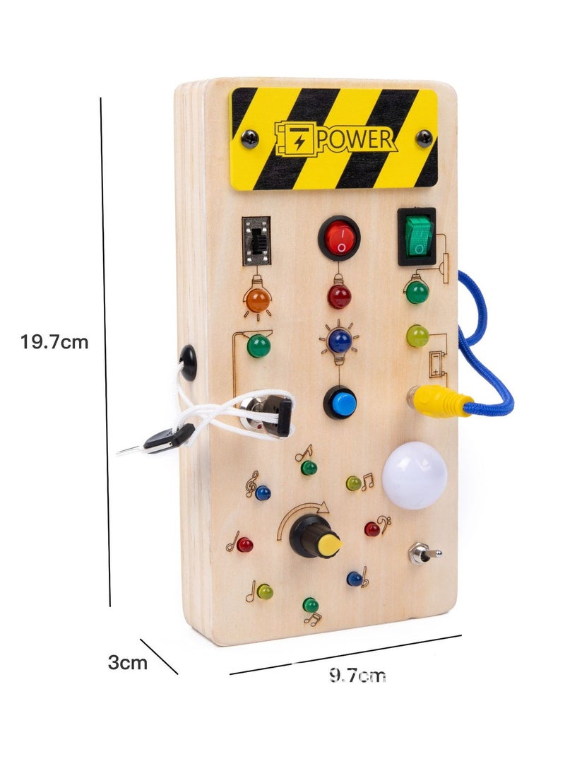عام لوحة نشطة خشبية مونتيسوري مع 8 مفاتيح للإضاءة بتقنية LED ، ألعاب حسية للمفاتيح الضوئية للأطفال الذين تتراوح أعمارهم بين عام وأكثر والأطفال الصغار. - Image 4