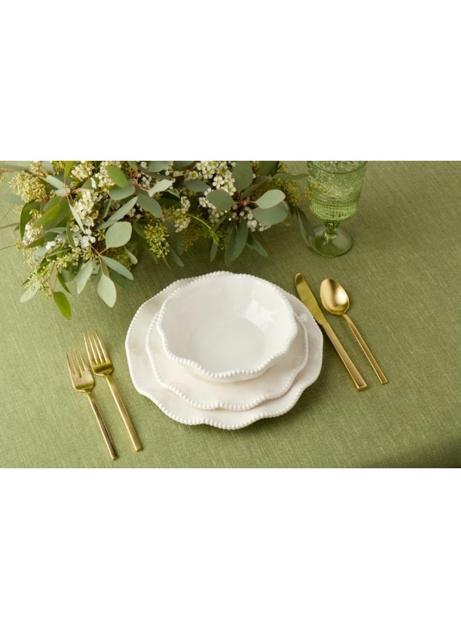 Certified International طقم أدوات مائدة من 12 قطعة بتصميم لؤلؤي مع كريمة يتضمن 4 أطباق عشاء 4 أطباق سلطة 4 سلطانيات 75 × 2 22 أونصة أنيق غير قابل للكسر من الميلامين ثقيل الوزن مثالي لتناول الطعام في الداخل والخارج - Image 2