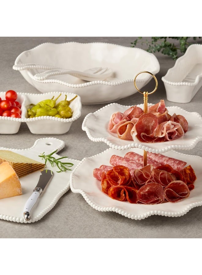 Certified International طقم أدوات مائدة من 12 قطعة بتصميم لؤلؤي مع كريمة يتضمن 4 أطباق عشاء 4 أطباق سلطة 4 سلطانيات 75 × 2 22 أونصة أنيق غير قابل للكسر من الميلامين ثقيل الوزن مثالي لتناول الطعام في الداخل والخارج - Image 3