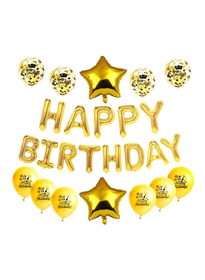 إسكدنيا طقم غطاء بالون من قصدير الألومنيوم بتصميم عبارة Happy Birthday مكون 25 قطعة - Image 1