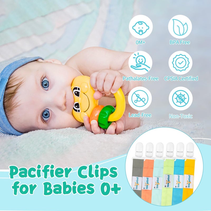 Babygoal Neutral Pacifier Clips, 6 Pack Paci Holder Clips for Boys and Girls Fits for Most Baby Pacifier, Binky Styles,Teethers and Toys 6PS10 - Image 2