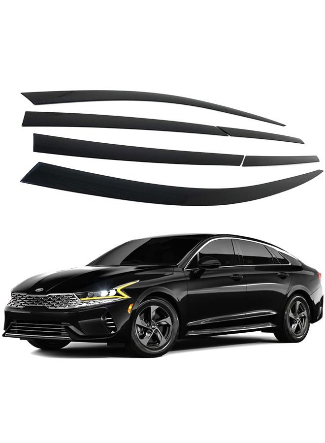 AUTO CLOVER Tape-On Rain Guards Window Visors 6 Pcs Set for Kia K5 2021 2022 2023 2024 / Window Deflectors, Out-Channel Vent Shades (Black) - Image 1