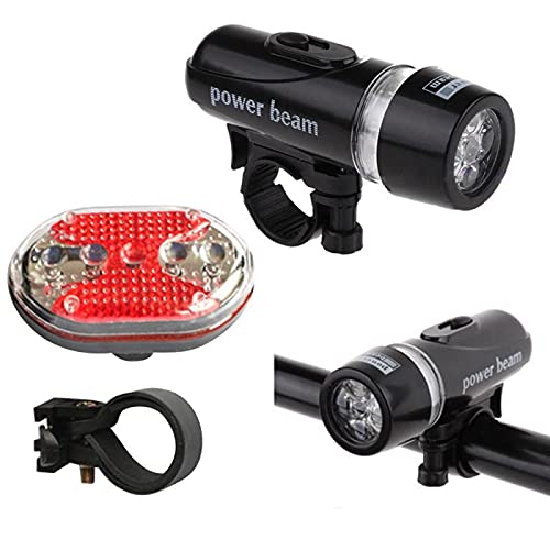 FASTPED®Oval Tail Light Kit Waterproof 5 LED Bike Headlight Front Flashlight Power Beam Bicycle Bike Safety Warning Light Set Light Ultra Bright 5 LED Front Head and Tail Led Light for Bicycle - Image 1