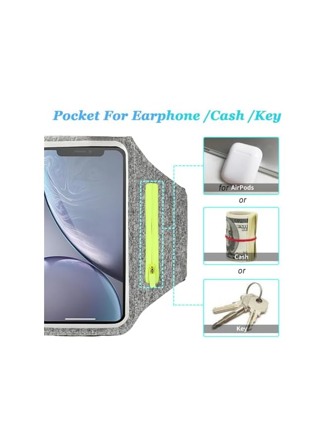 Green Tiger Running Armband, Sweat-resistant Mobile Phone Case Jogging for Running, Jogging, Gym, Mobile Phone Armband Jogging with iPhone 16/15/14/13/12 Pro Max, Suitable for Mobile Phones (Grey) - Image 4