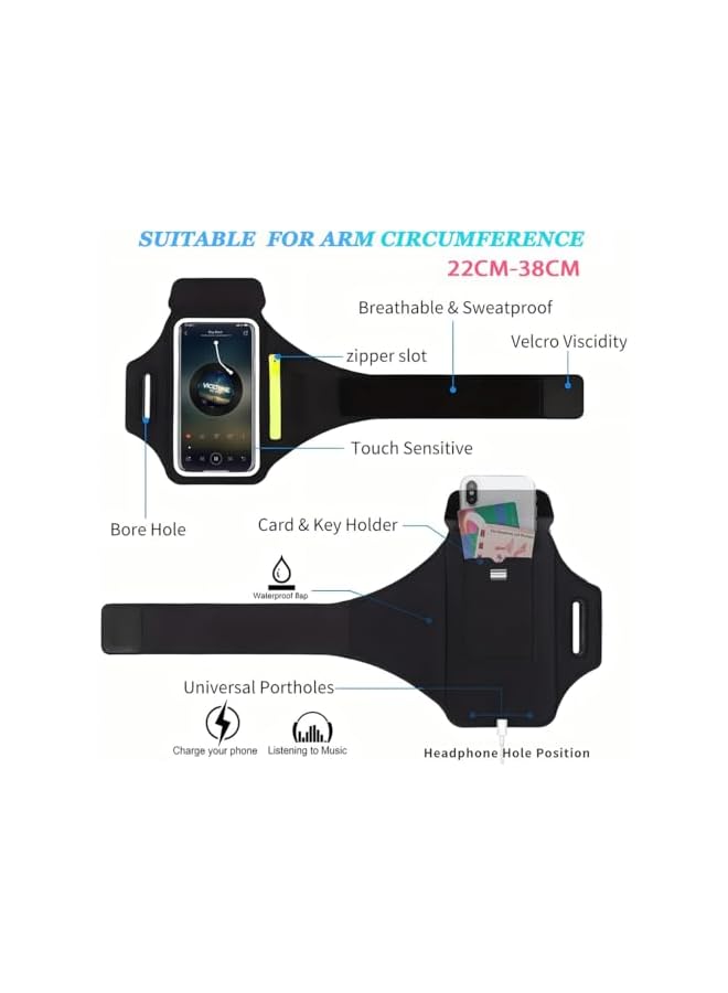 Green Tiger Running Armband, Sweat-resistant Mobile Phone Case Jogging for Running, Jogging, Gym, Mobile Phone Armband Jogging with iPhone 16/15/14/13/12 Pro Max, Suitable for Mobile Phones (Grey) - Image 5