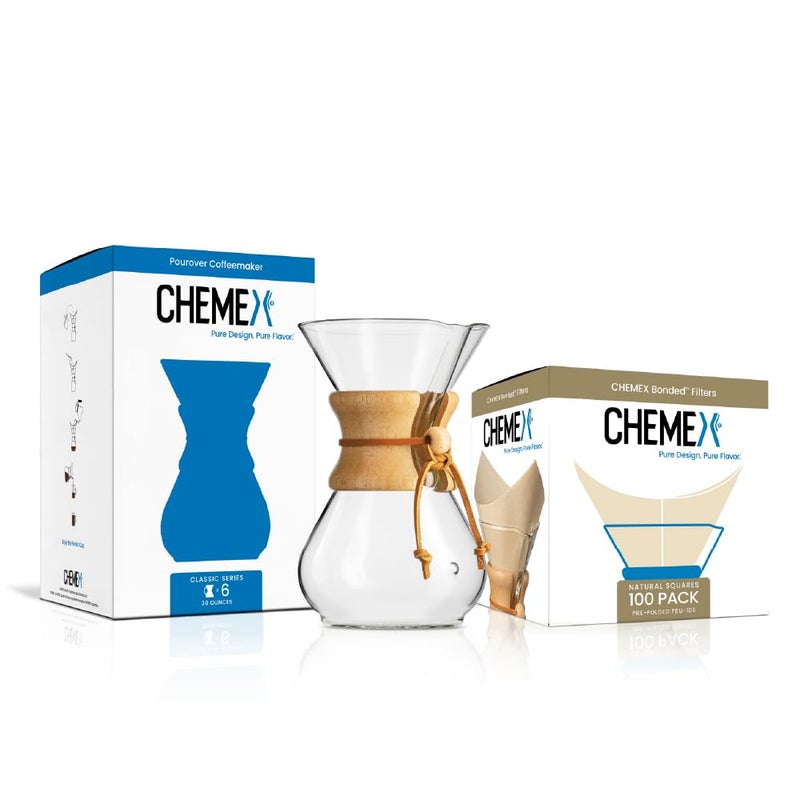 CHEMEX Bundle - 6-Cup Classic Series - 100 ct Square Filters - Exclusive Packaging - Image 1
