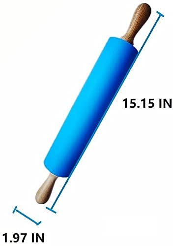 Kienlix Wooden Handle Silicone Rolling Pin Non Stick Surface Cooking Bakeware ToolRandom Color - Image 3