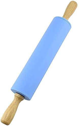 Kienlix Wooden Handle Silicone Rolling Pin Non Stick Surface Cooking Bakeware ToolRandom Color - Image 1