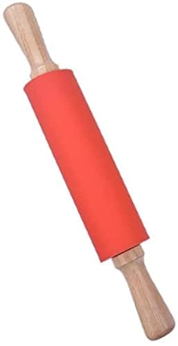 Kienlix Wooden Handle Silicone Rolling Pin Non Stick Surface Cooking Bakeware ToolRandom Color - Image 2