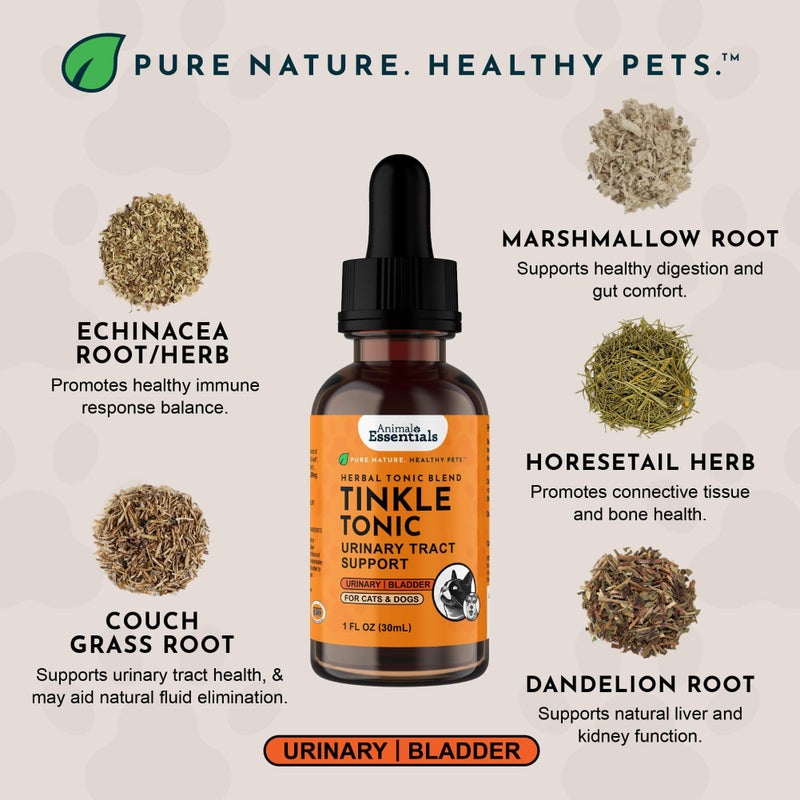 Animal Essentials تونك تينكل من أنيمال إيسينشالز - دعم المسالك البولية للكلاب والقطط، مكمل للكلى، يدعم المسالك البولية، صحة المثانة للحيوانات الأليفة، مع المارشميلو - 2 أونصة سائلة - Image 3