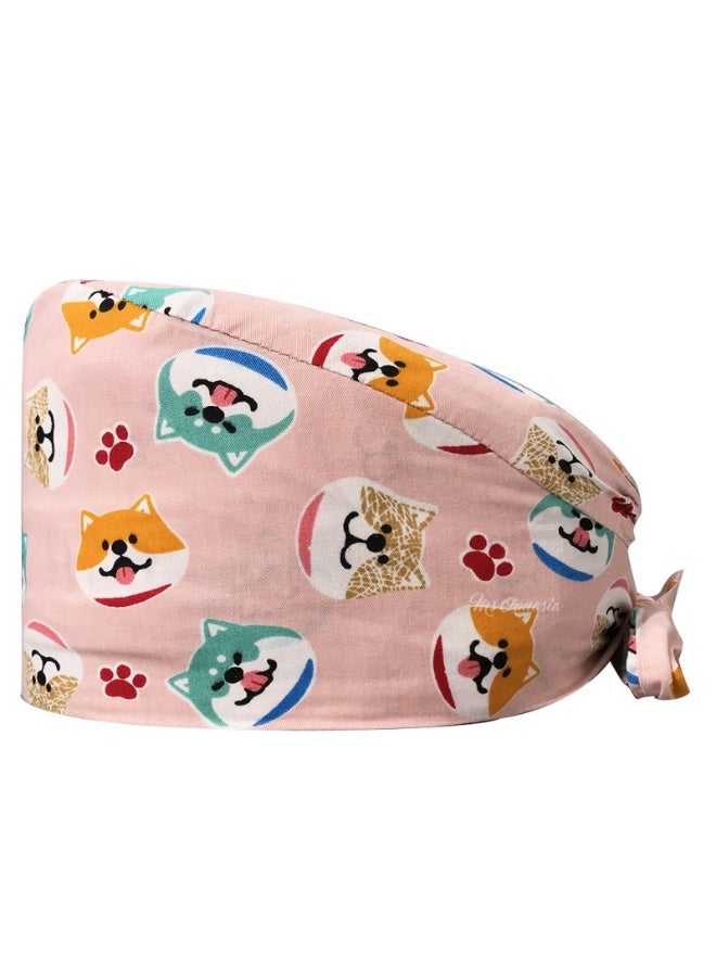 NIBEMINENT Cartoon Doctor Operating Room Pattern Printed Nursing Head Cap Lab Scrub Pet Hospital Surgical Hat Unisex Dentist Scrub Cap