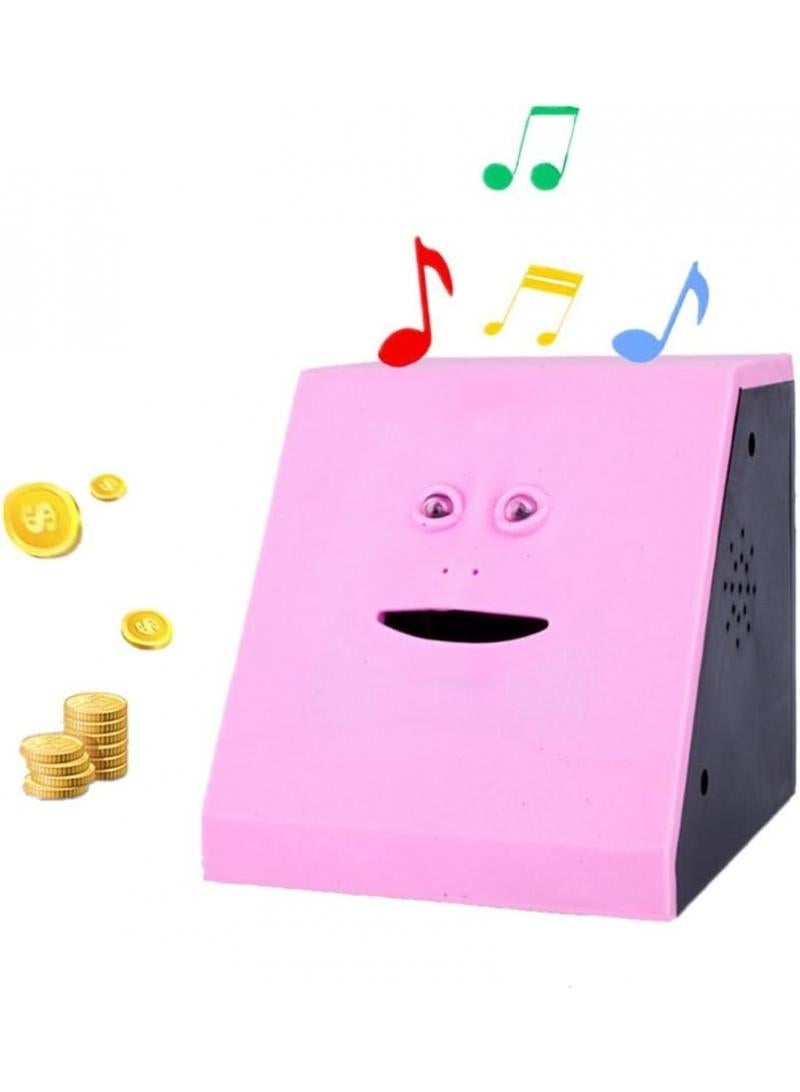 general Novelty Coin Money Eating Musical Face Bank Automatic Money Saving Collection Money Bank For Kids Children (Pink Flat) - Image 1