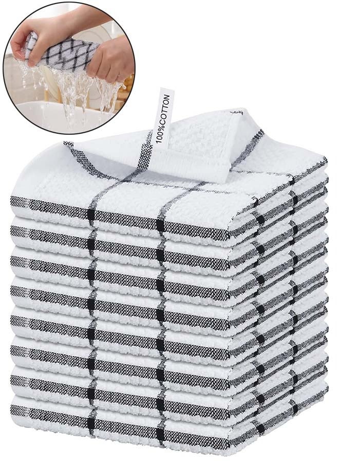YIM-VIBEHAUS 8 Pack Kitchen Dish Rags, 100% Cotton Dish Cloths for Washing Dishes, Quick Drying Kitchen Towels, Multi Purpose Dish Towels for Kitchen 12x12 Inches - Image 1