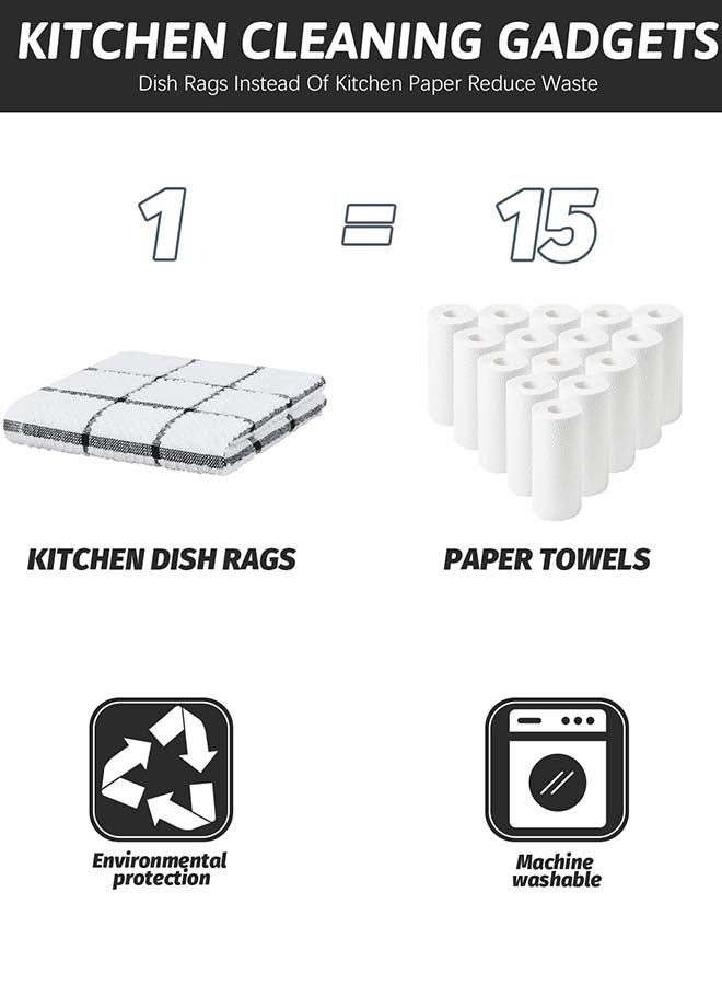 YIM-VIBEHAUS 8 Pack Kitchen Dish Rags, 100% Cotton Dish Cloths for Washing Dishes, Quick Drying Kitchen Towels, Multi Purpose Dish Towels for Kitchen 12x12 Inches - Image 4