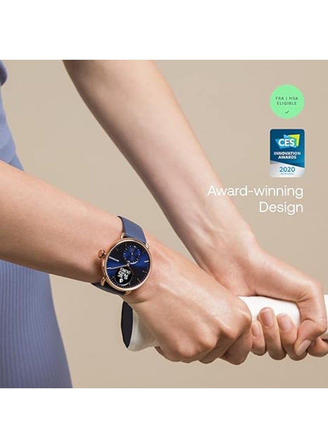 Withings ScanWatch – Hybrid Smart Watch with ECG, Heart Rate, Oximeter - 30 Day Battery Life - Smart Watches for Women, Smart Watch for Men, Fitness Tracker - Android & iOS, Rose gold/Blue, 38mm - Image 4
