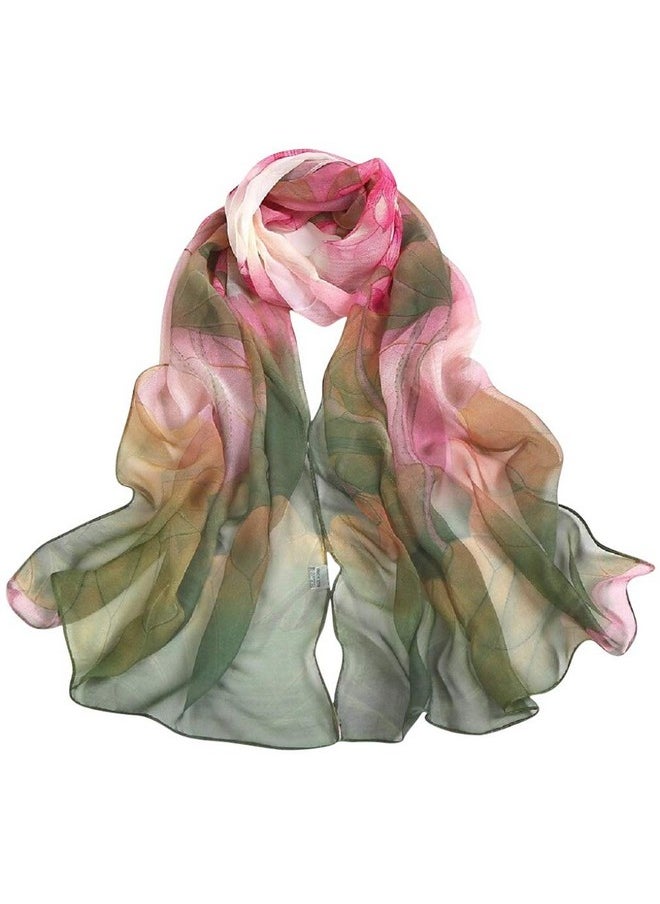 The Crafty Owl - Sheer Chiffon Scarves Pink And Green - Image 1