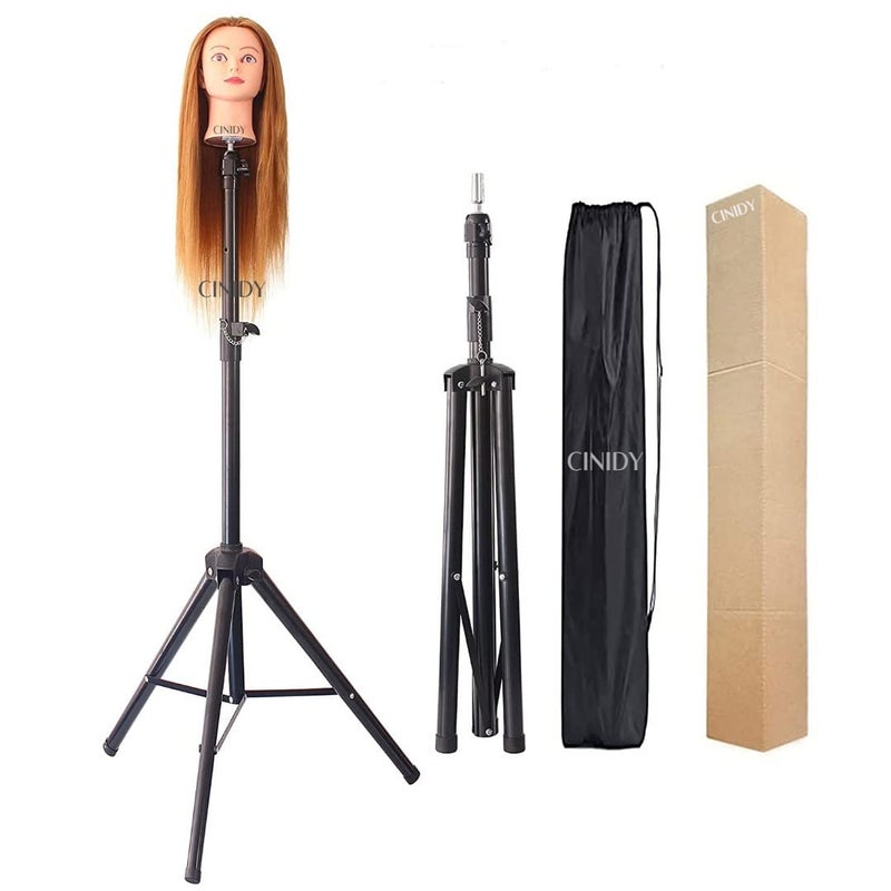 CINIDY CINIDY Wig Stand Tripod Mannequin Head Stand Heavy Duty Metal Adjustable Wig Head Stand for Canvas Block Head Styling Making Wigs Displaying Cosmetology Hairdressing Training Manikin WS1 - Image 1