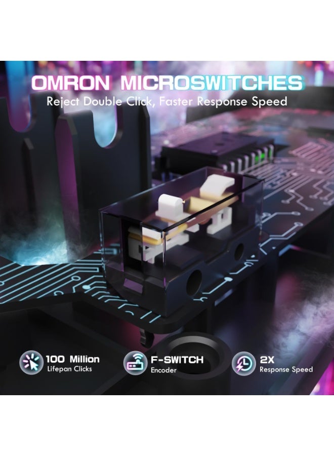 هجوم القرش ماوس ألعاب هجوم القرش X1 مع قاعدة شحن بإضاءة RGB ولوحة لمس مستشعر ألعاب بيكسارت PAW3395PRO ماوس لاسلكي/2.4G، 40000 DPI خفيف للغاية 53 جم لويندوز 11/اكس بوكس/بي اس/ماك مع شريط لاصق أسود - Image 5