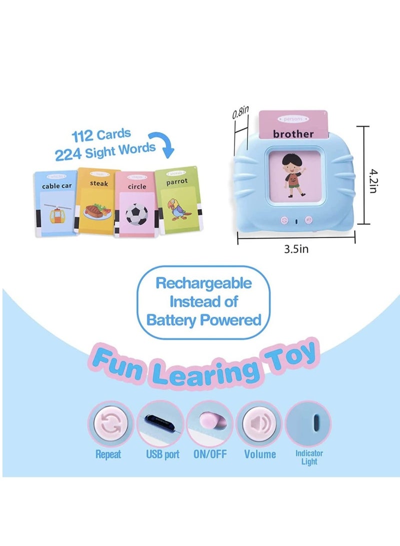 ELTRAZONE Kid Educational Montessori Preschool Animals Audible Flash Cards, 1 to 6 Years, 112 Pieces, Blue - Image 3