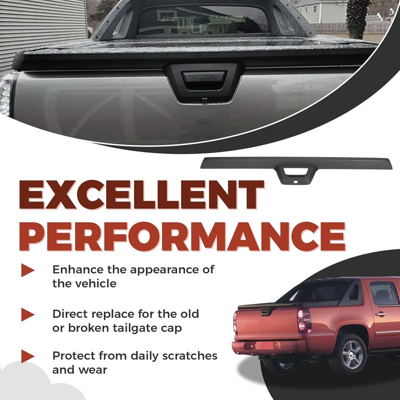ECOTRIC Tailgate Cap Cover Top Molding Trim Spoiler for 2007-2013 Chevy Avalanche & Cadillac Escalade EXT with Camera Hole - Image 4