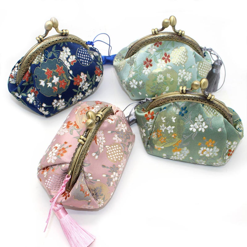 Light Green Vintage Embroidered Brocade Short Purse Retro Bag Buckle Small Wallet Woman Fashion Portable Change Bag Key Storage Pouch - Image 1