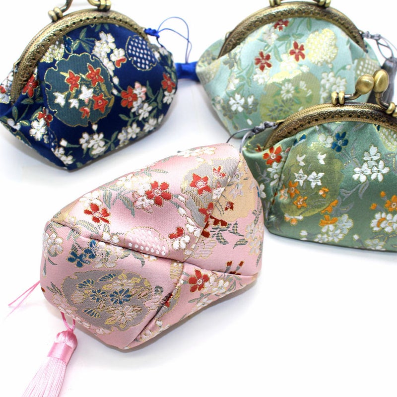 Light Green Vintage Embroidered Brocade Short Purse Retro Bag Buckle Small Wallet Woman Fashion Portable Change Bag Key Storage Pouch - Image 2