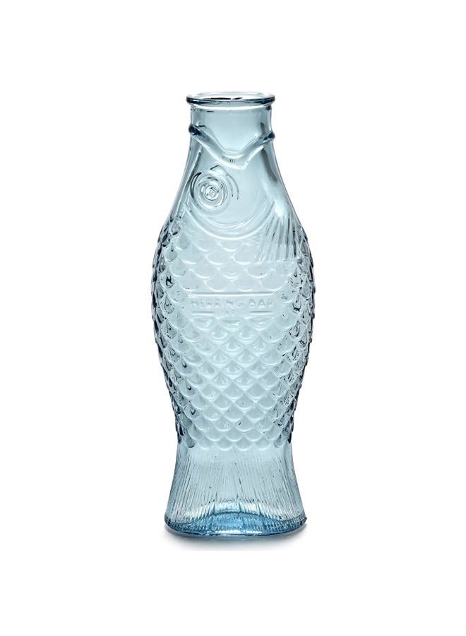 Serax Glass Water Pitcher | Fish & Fish glassware by Paola Navone | Wine Carafe Decanter 28.74 fl oz | Clear Light Blue Bottle Container, hot or cold Drinks | Beverage Dispenser | Suitable as Vase - Image 1