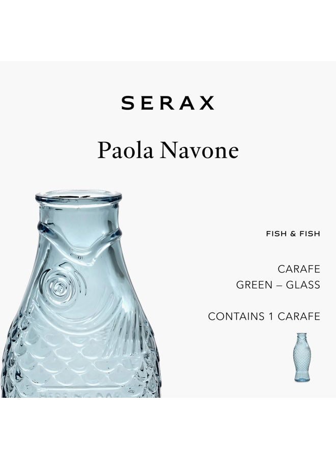 Serax Glass Water Pitcher | Fish & Fish glassware by Paola Navone | Wine Carafe Decanter 28.74 fl oz | Clear Light Blue Bottle Container, hot or cold Drinks | Beverage Dispenser | Suitable as Vase - Image 3