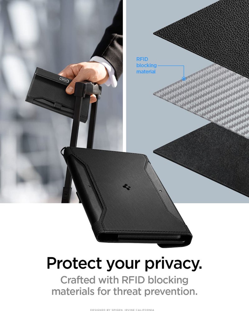 Spigen Life for Passport Card Cover Holder with RFID Blocking Technology Wallet Travel Documents Organizer Protector Accessories, SIM Card Pin Included - Black - Image 4