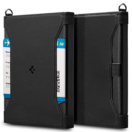 Spigen Life for Passport Card Cover Holder with RFID Blocking Technology Wallet Travel Documents Organizer Protector Accessories, SIM Card Pin Included - Black - Image 1